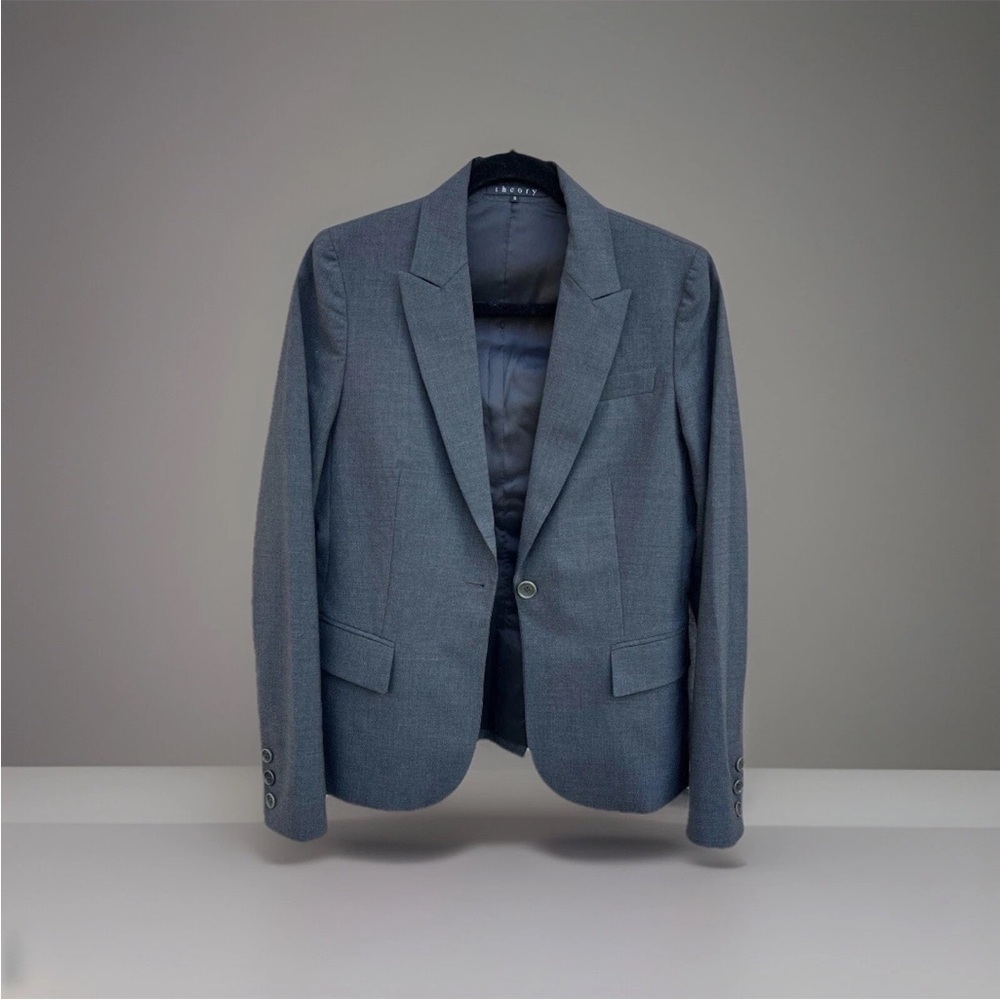 Theory Gray Wool Blazer Women 6